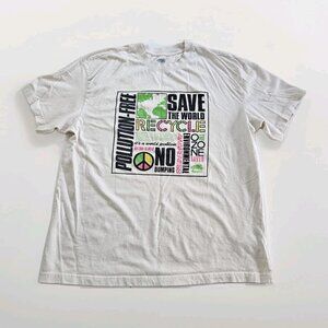 Roots T Shirt 6 Men XL Women XXL Cream Organic Cotton Crewneck SS Graphic Print